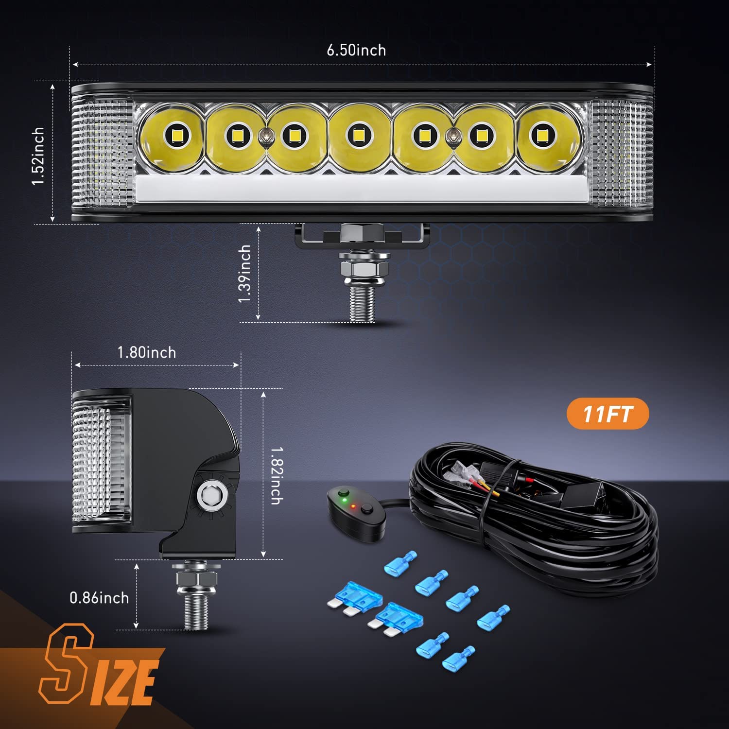 Nixmen Side Shooter LED Pods with DRL 6.5 Inch 2089LM Spot Flood Combo