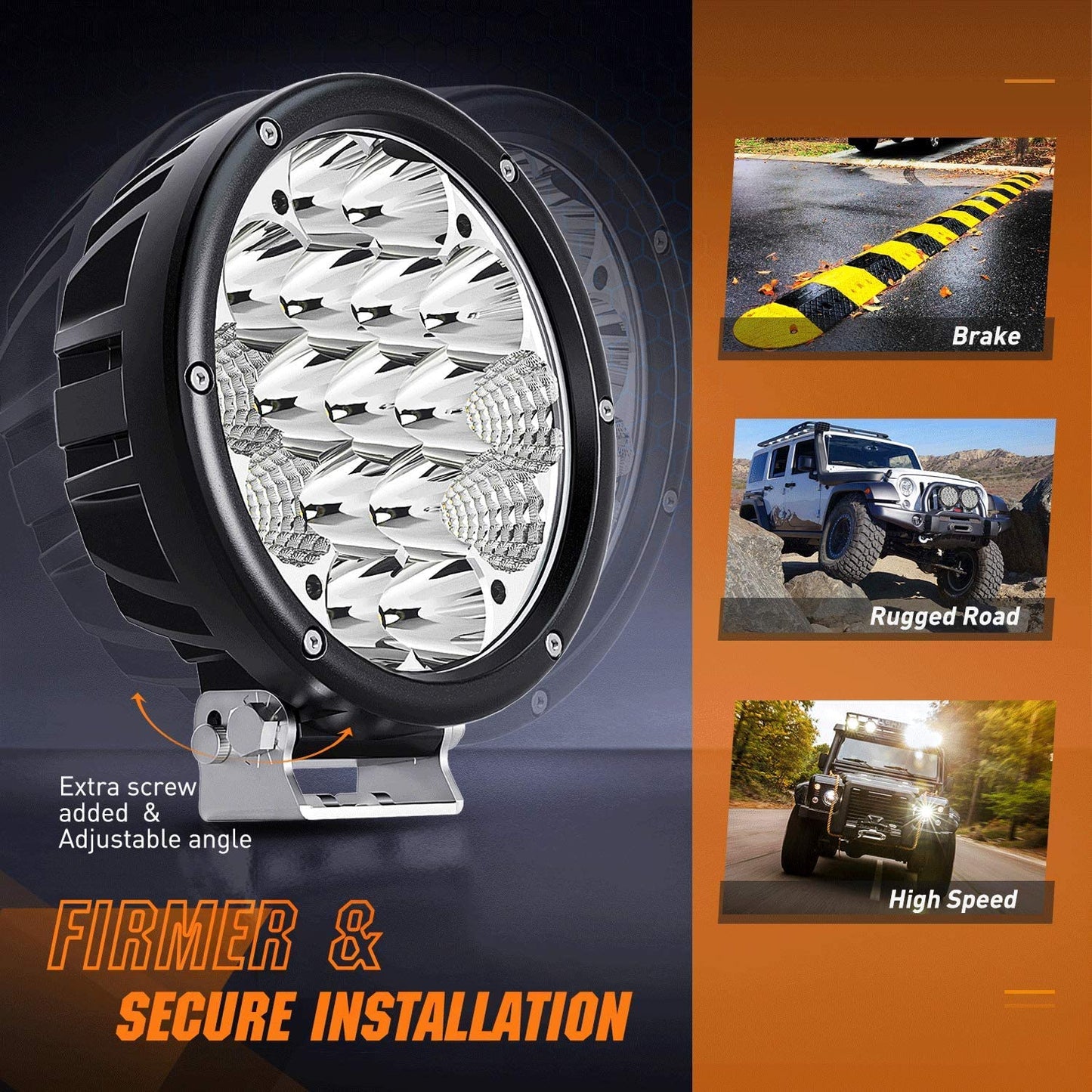 Nixmen 2PCS 7Inch 85W LED Driving Light 10200LM IP68 Spot Flood Combo Round Built-in EMC Offroad Lights with 14AWG DT Connector Wiring Harness Kit for Truck ATV UTV SUV, 5 Years Warranty